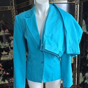 Worthington Blue Blazer with Crop Pants